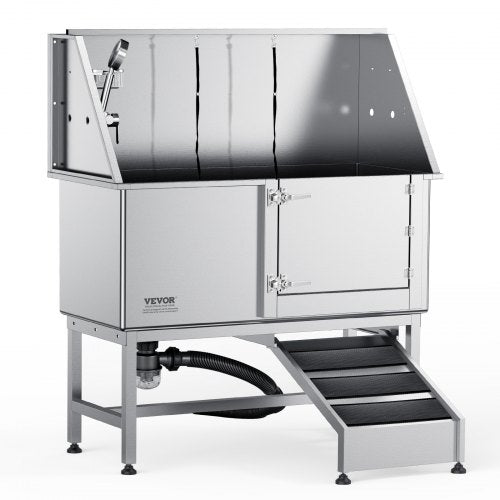 1.27M Pet Dog Bathing Station w/Ramp, Professional Stainless Steel Dog Grooming Tub w/ Soap Box, Faucet,Rich Accessory, Dog Bathtub for Large,Medium,Small Pets, Washing Sink for Home Right
