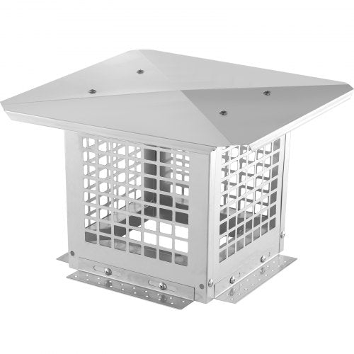 Chimney Cap 228.6 x 228.6mm, 304 Stainless Steel Fireplace Chimney Cover, Not Easily Toppled & Practical Accessories & Easy Installation, Fits Mesh Flue Covers Outside Clay Flue Shingles, Silver