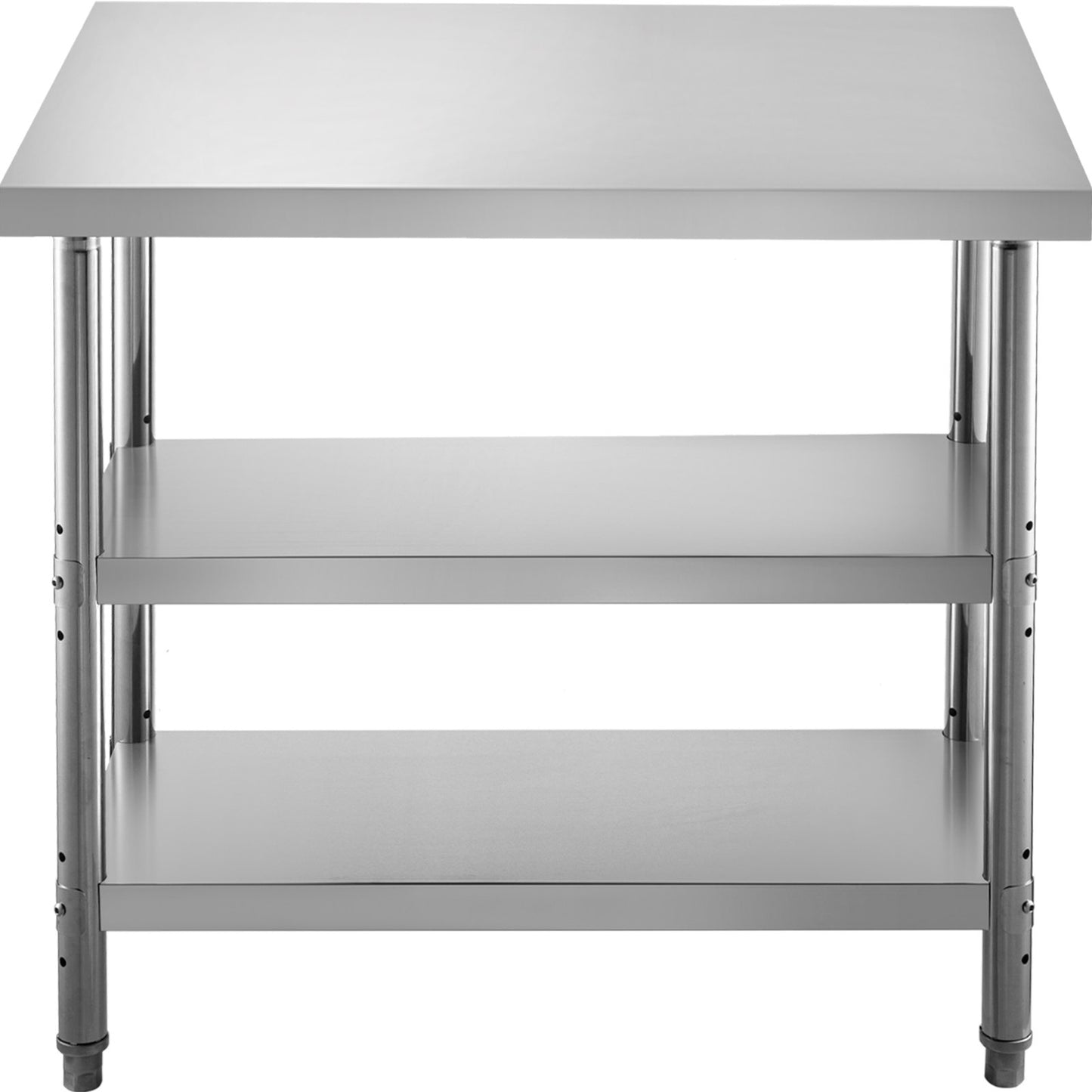 Outdoor Food Prep Table, 48x18x33 In Commercial Stainless Steel Table, 2 Adjustable Undershelf BBQ Prep Table, Heavy Duty Kitchen Work Table, for Garage, Home, Warehouse, and Kitchen Silver