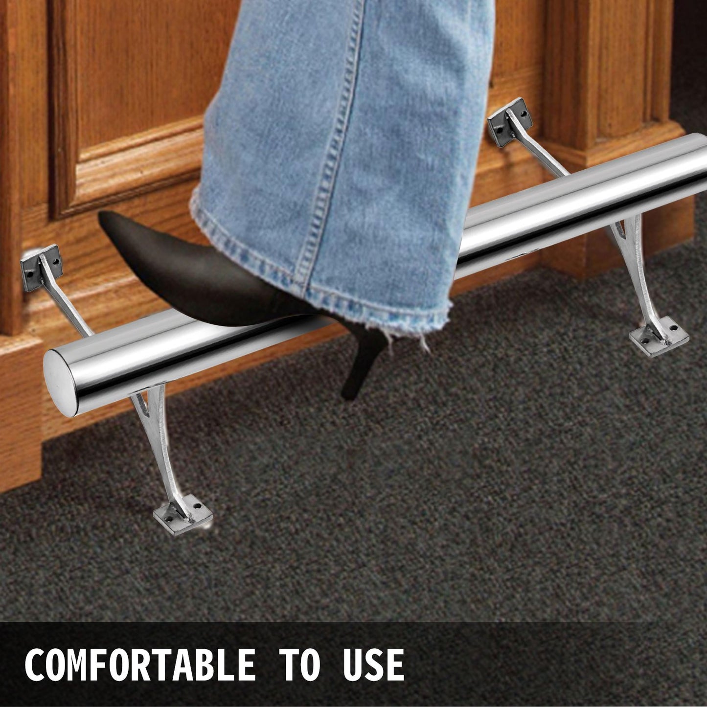 Bar Foot Rail Kit 5FT Bar Mount Foot Rail Kit 2 Inches OD Bar Foot Rail Brushed Stainless Steel Tubing Bar Foot Rail Tubing Kit Bar Foot Rest with 2 Combination Brackets and 2 Flat End Caps