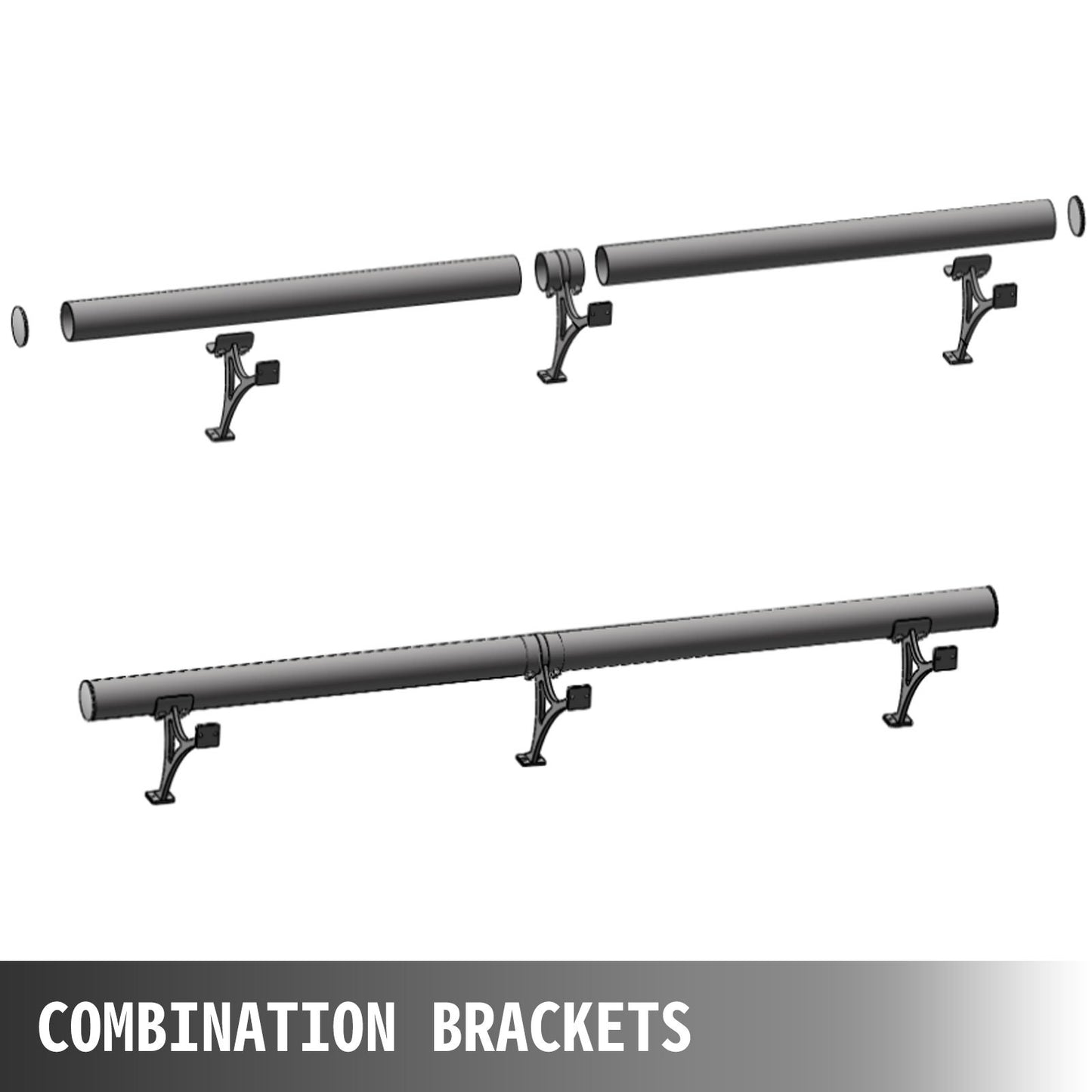 Bar Foot Rail Kit 5FT Bar Mount Foot Rail Kit 2 Inches OD Bar Foot Rail Brushed Stainless Steel Tubing Bar Foot Rail Tubing Kit Bar Foot Rest with 2 Combination Brackets and 2 Flat End Caps