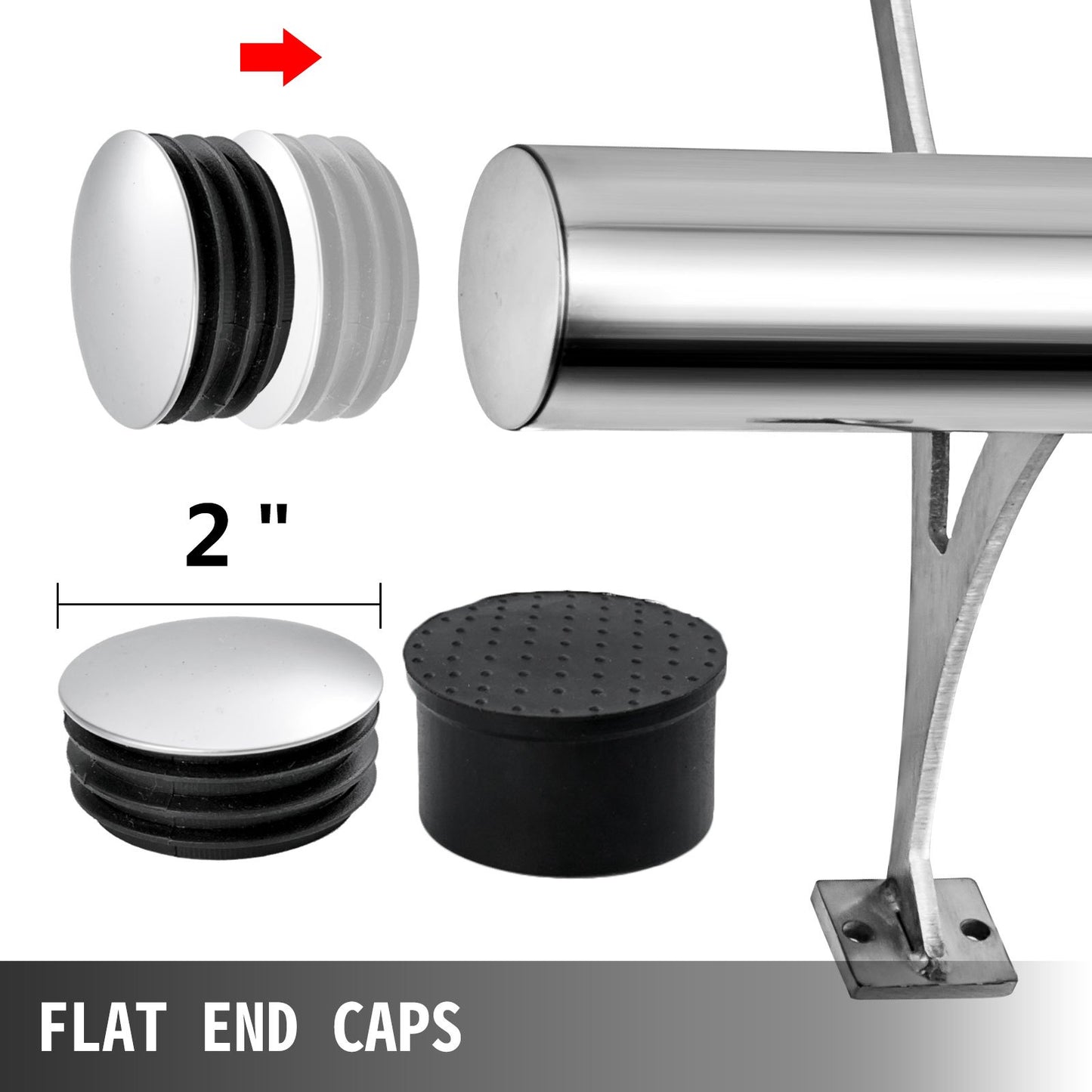 Bar Foot Rail Kit 5FT Bar Mount Foot Rail Kit 2 Inches OD Bar Foot Rail Brushed Stainless Steel Tubing Bar Foot Rail Tubing Kit Bar Foot Rest with 2 Combination Brackets and 2 Flat End Caps