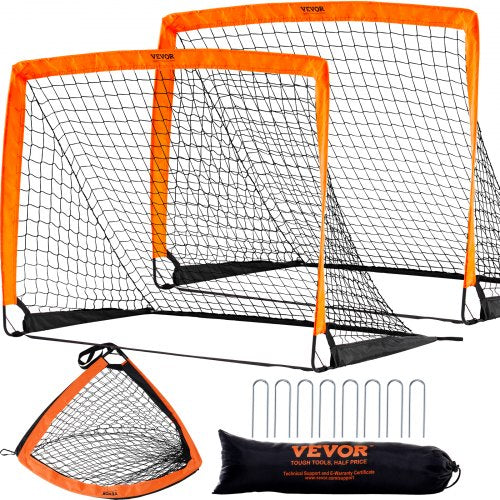 Portable Soccer Goal, 4x3 ft Kids Backyard Soccer Net, Foldable Pop Up Practice Soccer Net, Mini Youth Training Soccer Goal Set, All-Weather Indoor Outdoor Soccer Goals with Carry Bag, 2 Pack