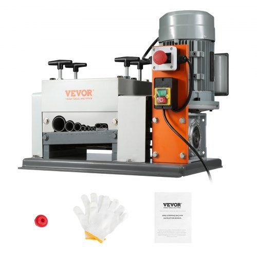 Automatic Wire Stripping Machine, 0.06''-1.575'' Electric Motorized Cable Stripper, 1500 W, 88 ft/min Wire Peeler with Double Blades (Cut/Peel), 9 Channels for Scrap Copper Recycling