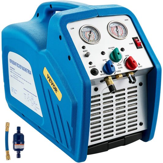Refrigerant Recovery Machine, 3/4 HP, Single Cylinder, HVAC Refrigerant Recovery, Portable AC Recovery Machine for Air Condition, Refrigerant, Automotive, Blue