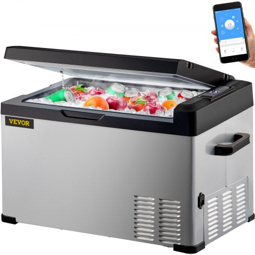 Car Refrigerator, 32 Qt, 12v Portable Freezer with Single Zone, 12/24V DC & 110-240V AC Electric Compressor Cooler w/ -4℉-68℉ Cooling Range, for Car Truck Vehicle RV Boat Outdoor & Home use