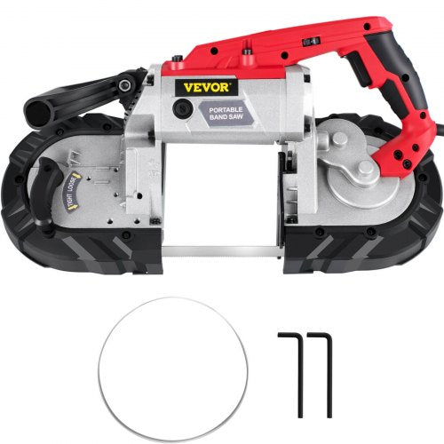 Portable Band Saw, 5Inch Cutting Capacity Cordless BandSaw, Variable Speed Hand held Band Saw,10Amp Motor Portable Bandsaw, Deep Cut Bandsaw for Metal Wood Tubing Pipes Rebar and Plastic