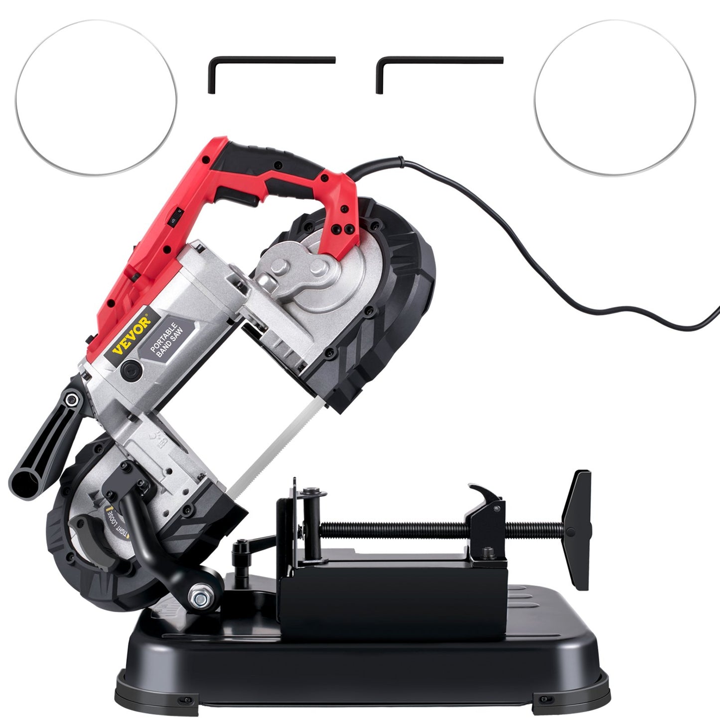 Portable Band Saw, with Removable Alloy Steel Base Cordless Band Saw, 5 Inch Cutting Capacity Hand held Band Saw,Variable Speed Portable Bandsaw, 10Amp Motor Deep Cut Band saw for Metal Wood
