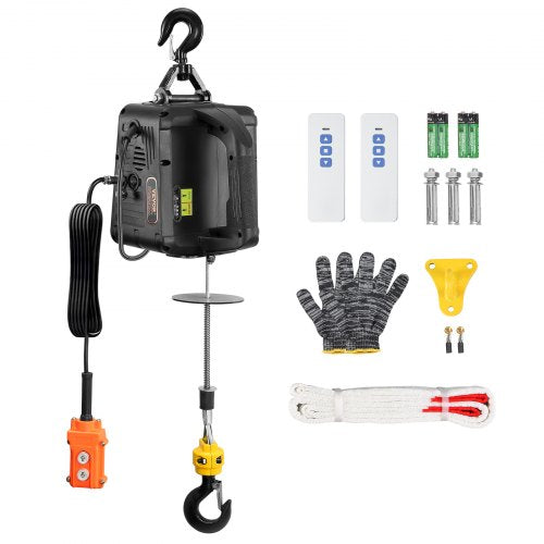 3-in-1 Portable Electric Hoist Winch 1100lbs Wired/Wireless Remote Control