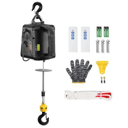 2-in-1 Portable Electric Hoist Power Winch 1100lbs Wireless Remote Control