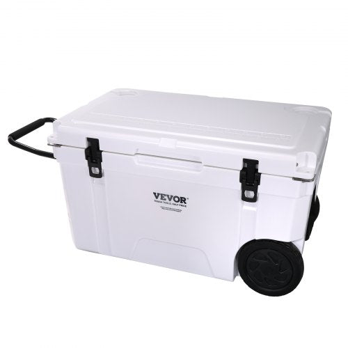 Insulated Portable Cooler with Wheels, 65 qt, Holds 65 Cans, Wheeled Hard Cooler with Heavy Duty Handle, Ice Chest Lunch Box for Camping, Beach, Picnic, Travel, Outdoor, Keeps Ice for 6 Days
