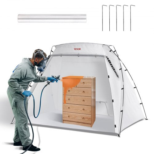 Spray Paint Shelter, 7.5x5.2x5.2ft Portable Spray Paint Tent with Built-In Floor & Mesh Screen, Foldable Pop Up Paint Booth for Furniture Large DIY Hobby Tool Painting Station