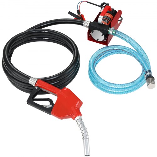 Fuel Transfer Pump, 12V DC 10 GPM 26.2 ft Lift, Portable Electric Diesel Transfer Extractor Pump Kit with Automatic Shut-off Nozzle, Delivery & Suction Hose for Diesel, Kerosene, Transformer Oil