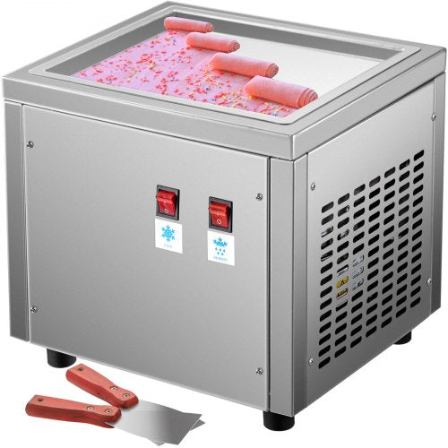 280 W Commercial Rolling Ice Machine Fried Ice Cream Rolls 24 x 28 cm Production Area Stainless Steel Rolled Machine Plate Fried Ice Cream Roll Machine Thai Ice Machine