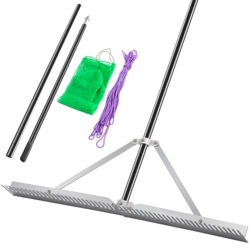 Weed Rake, Foldable Black Lake Weed Cutter, Uproots Aquatic Weeds Muck Silt Lake Rakes, 36” Weed Removal Tool for Lake Pond Beach Landscaping, Weed Roller Rake with Extension Pole and Rope