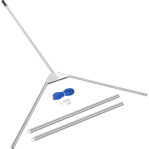 Aquatic Weed Cutter, 30" Cutting Path Water Grass Cutter, Stainless Steel Blades Lake Weed Cutter, Weed Rake with 33 ft. Rope, Blade Covers, and Aluminum Alloy Handle for Beach, Pond, and Lake