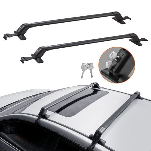 Universal Roof Rack Cross Bars, Aluminum Roof Rack Crossbars, Fit Roof without Side Rail, 155 lbs Load Capacity, Adjustable Bare Roof Crossbars with Locks, for SUVs, Sedans, and Vans