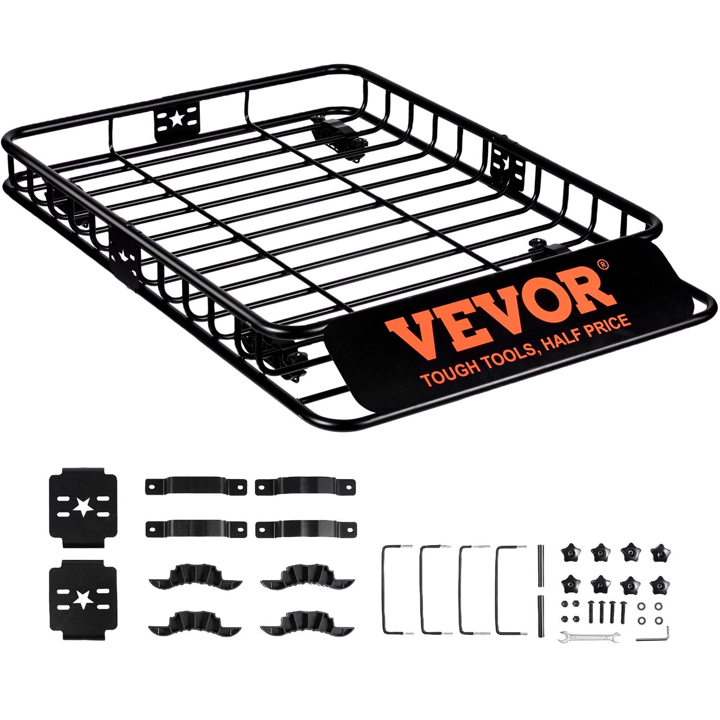 Roof Rack Cargo Basket, 117.5 x 91.5 x 11.4 cm Rooftop Cargo Carrier, Heavy-duty 90.7 kg Capacity Universal Roof Rack Basket, Luggage Holder for SUV, Truck, Vehicle