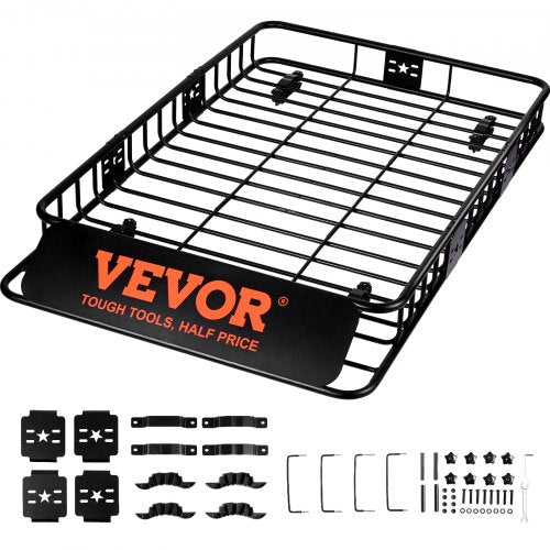 Roof Rack Cargo Basket, 64" x 39" x 6" Rooftop Cargo Carrier with Extension, Heavy-duty Steel 200 LBS Capacity Universal Roof Rack Basket, Luggage Holder for SUV, Truck