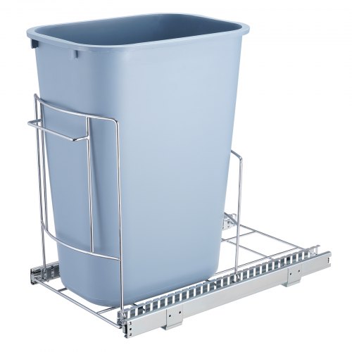 Pull-Out Trash Can, Under Mount Kitchen Waste Container with Slide ang Handle, 35.3 lbs Load Capacity Heavy Duty Garbage Recycling Bin for Kitchen Cabinet, Sink, Under Counter (Bin Not Include)