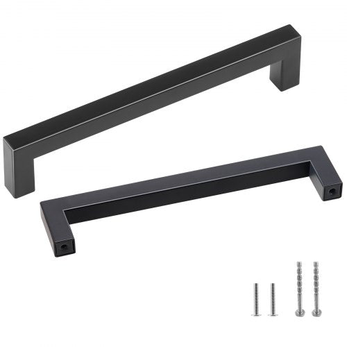10 Pack Cabinet Pulls, 5.03in / 128mm Center to Center Slim Square Kitchen Cabinet Drawer, Stainless Steel Modern Kitchen Cupboard Door Handles for Kitchen Bathroom Bar Hardware Matte Black