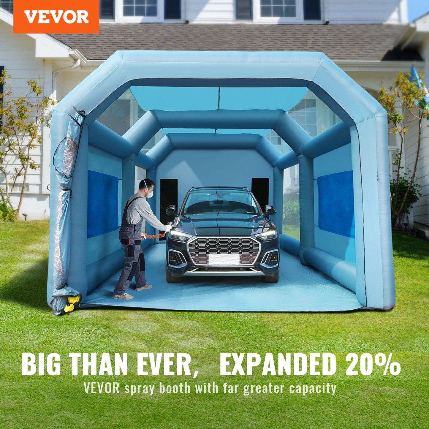 Inflatable Spray Booth Car Paint Tent 23x13x8.5ft Filter System 2 Blowers