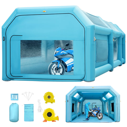 Portable Inflatable Paint Booth, 20x10x8.2ft Inflatable Spray Booth, Car Paint Tent w/ Air Filter System & 2 Blowers, Upgraded Blow Up Spray Booth Tent, Auto Paint Workstation, Motorcycle Garage