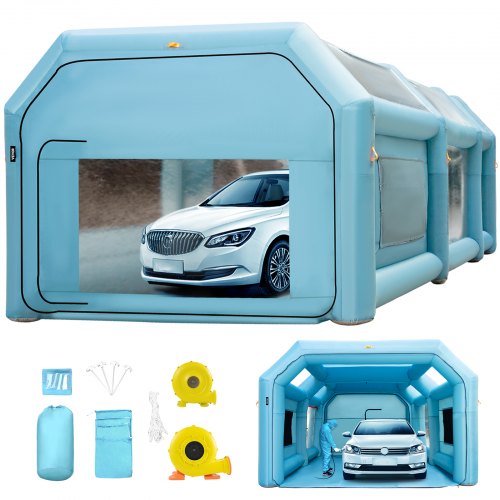 Portable Inflatable Paint Booth, 26x15x10ft Inflatable Spray Booth, Car Paint Tent w/ Air Filter System & 2 Blowers, Upgraded Blow Up Spray Booth Tent, Auto Paint Workstation, Car Parking Garage