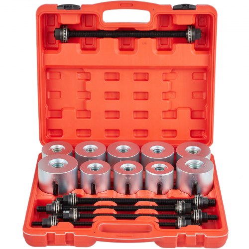 27 PCS Pull and Press Sleeve Kit, 45 # Steel Removal Installation Bushes Bearings Tool Kit, Bush Removal Insertion Sleeve Tool Set Works on Most Cars and LCV, HGV Engines