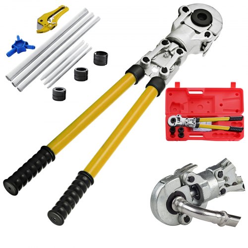 Pipe Crimping Pliers Hand Pressing Kit with 6 Pieces Tool PEX Presser ?16 - 32 mm for Composite Pipe Pex-Al-Pex Aluminum Composite Pipes
