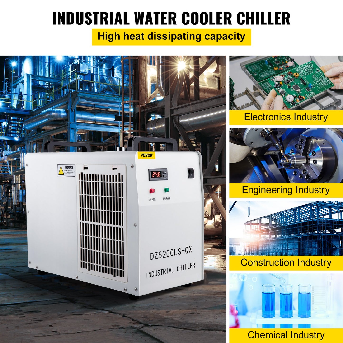 6L Tank Water Chiller CW-5200DG Thermolysis Industrial Water Chiller Water Cooling Chiller for 130 150W CO2 Glass Laser Tube Cooler
