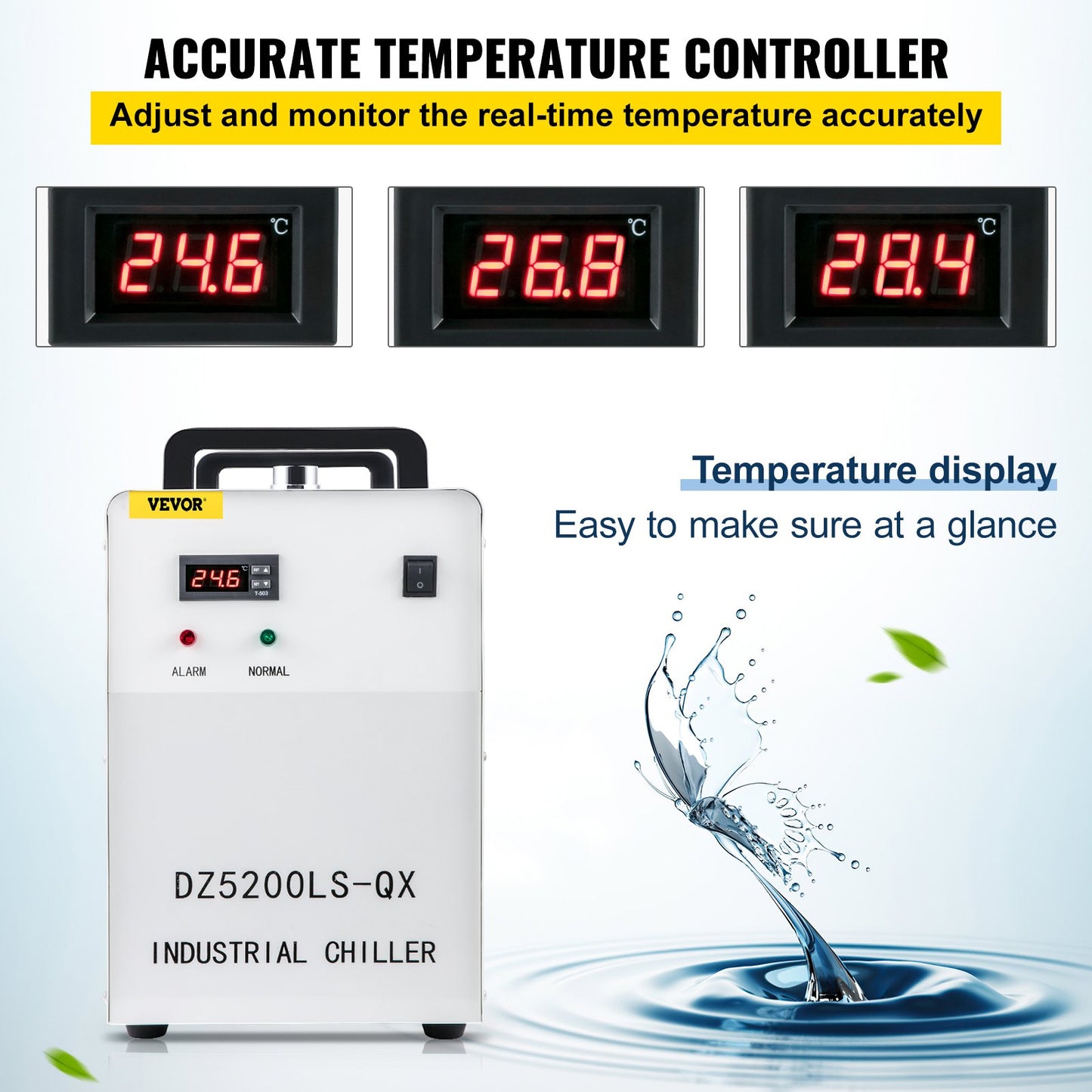 6L Tank Water Chiller CW-5200DG Thermolysis Industrial Water Chiller Water Cooling Chiller for 130 150W CO2 Glass Laser Tube Cooler