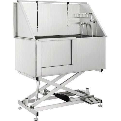Stainless Steel Dog Bathtub with Steps and Accessories, Dog Wash Station (X Shape)