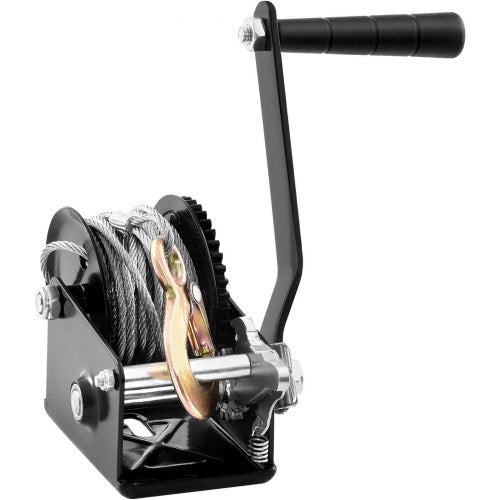 Hand Winch, 800 lbs Pulling Capacity, Boat Trailer Winch Heavy Duty Rope Crank with 33 ft Steel Wire Cable and Two-Way Ratchet, Manual Operated Hand Crank Winch for Trailer, Boat or ATV Towing