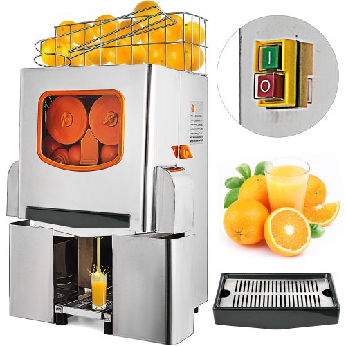 Commercial Orange Juicer, with Pull-Out Filter Box, Orange Juice Machine, 20 Oranges Per Minute, Commercial Orange Juice Machine, 120-Watt, Orange Juice Squeezer, with Stainless Steel Cover