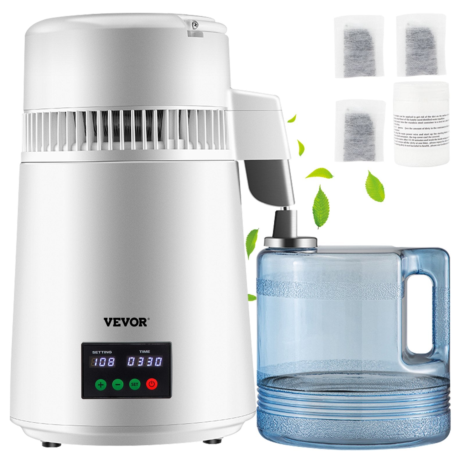 4L Water Distiller 1L/H Distilled Water Maker Timing & Temp Display Wh ...