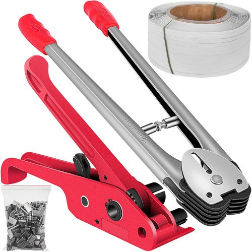Manual Pallet Strapping Banding Kit, PET/PP Manual Strapping Tools Packing Machine 1000M Hand Strapping, Tensioner & Sealer for 12mm Strapping