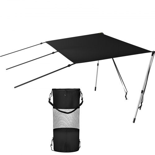 T-Top Shade Extension, 5' x 5', UV-proof 600D Polyester T-top Extension Kit with Rustproof Steel Telescopic Poles, Waterproof T-Top Shade Kit, Easy to Assemble for T-Tops ＆ Bimini Top