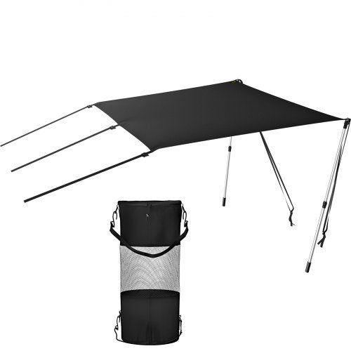T-Top Shade Extension, 6' x 5', UV-proof 600D Polyester T-top Extension Kit with Rustproof Steel Telescopic Poles, Waterproof T-Top Shade Kit, Easy to Assemble for T-Tops ＆ Bimini Top
