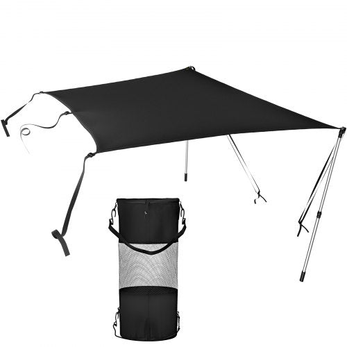 T-Top Shade Extension, 6' x 7', UV-proof 600D Polyester T-top Extension Kit with Rustproof Steel Telescopic Poles, Waterproof T-Top Shade Kit, Easy to Assemble for T-Tops ＆ Bimini Top