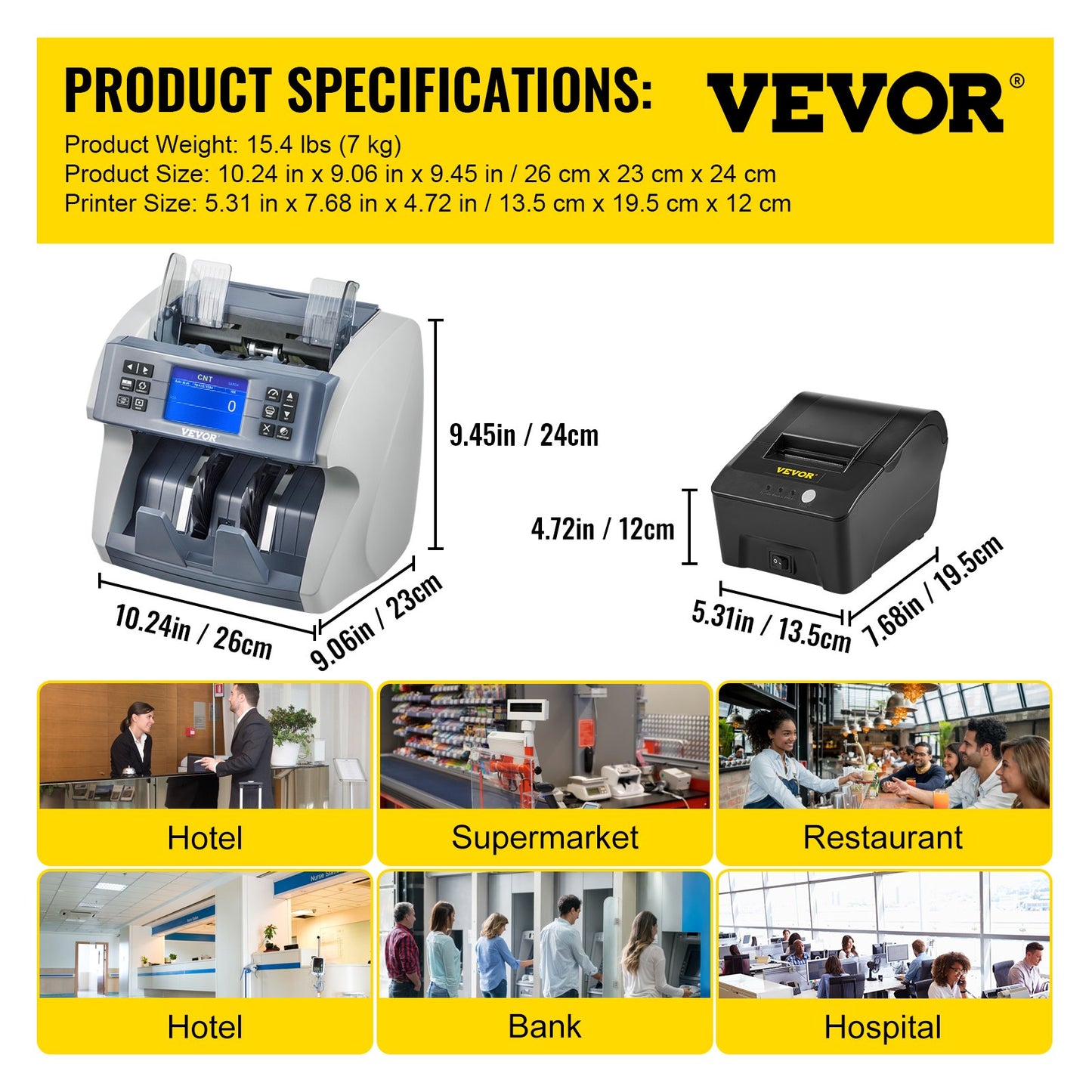 Money Machine, Mixed Denominations Money Counter, 5 Counterfeit Detection Small Bill Counter, Multiple Working Modes Cash Machine, 800/1000/1200/1500pcs/min Note Counting Machine for Bank
