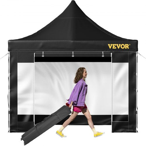 10 x 10 FT Pop Up Canopy Tent, Outdoor Patio Gazebo Tent with Removable Sidewalls and Wheeled Bag, UV Resistant Waterproof Instant Gazebo Shelter for Party, Garden, Backyard, Black