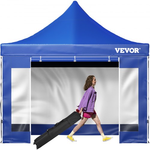 10 x 10 FT Pop Up Canopy Tent, Outdoor Patio Gazebo Tent with Removable Sidewalls and Wheeled Bag, UV Resistant Waterproof Instant Gazebo Shelter for Party, Garden, Backyard, Blue