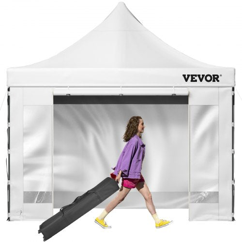 10 x 10 FT Pop Up Canopy Tent, Outdoor Patio Gazebo Tent with Removable Sidewalls and Wheeled Bag, UV Resistant Waterproof Instant Gazebo Shelter for Party, Garden, Backyard, White