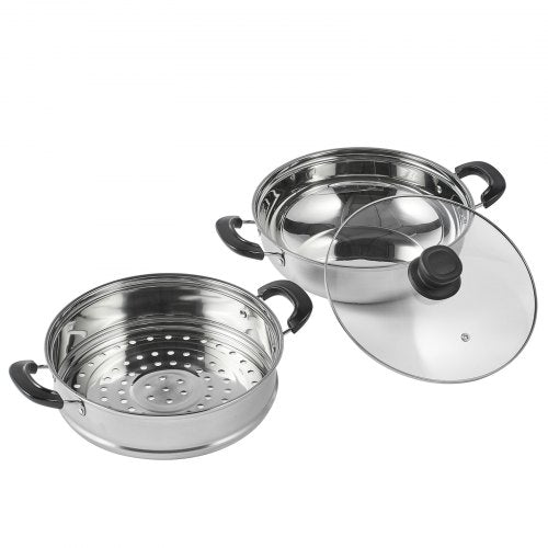 Steamer Pot, 11in/28cm Steamer Pot for Cooking with 3QT Stock Pot and Vegetable Steamer, Food-Grade 304 Stainless Steel Food Steamer Cookware with Lid for Gas Electric Induction Grill Stove