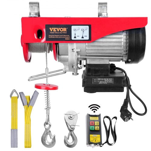 Electric Hoist, 880 lbs Lifting Capacity, 850W 220V Electric Steel Wire Winch with Wireless Remote Control, 40ft Single Cable Lifting Height & Pure Copper Motor, for Garage Warehouse Factory