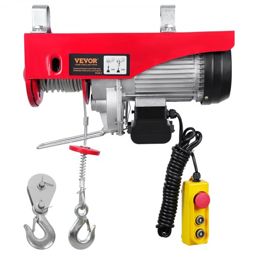 Electric Hoist, 2200 lbs Lifting Capacity, 1600W 220V Electric Steel Wire Winch with 14ft Wired Remote Control, 40ft Single Cable Lifting Height & Pure Copper Motor, for Garage Warehouse Factory