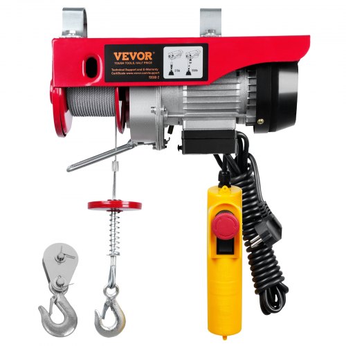 Electric Hoist, 550 lbs Lifting Capacity, 510W 220V Electric Steel Wire Winch with 14ft Wired Remote Control, 40ft Single Cable Lifting Height & Pure Copper Motor, for Garage Warehouse Factory