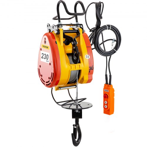 Electric Chain Hoist 230kg Capacity Electric Winch 507lbs with 98ft/30m Length Steel Wire Rope Remote Control Crane Overhead Electric Trolley with Pulley System 110 Volts 1 Phase