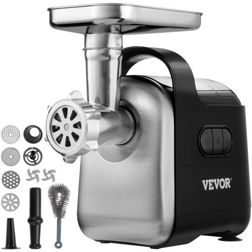 Electric Meat Grinder, 6.6 Lb/Min, 550W（2200W MAX) Industrial Meat Mincer with 2 Blade, 3 Grinding Plates, Sausage Maker & Kubbe Kit ABS + Stainless Steel Commercial Meat Grinder, ETL Listed